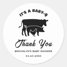 BabyQ BBQ Baby Shower Cow Pollo blanco negro