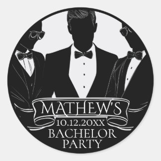 Pegatina Redonda Bachelor Party Poker Chip