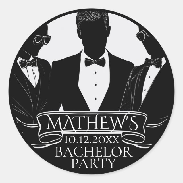 Pegatina Redonda Bachelor Party Poker Chip (Anverso)