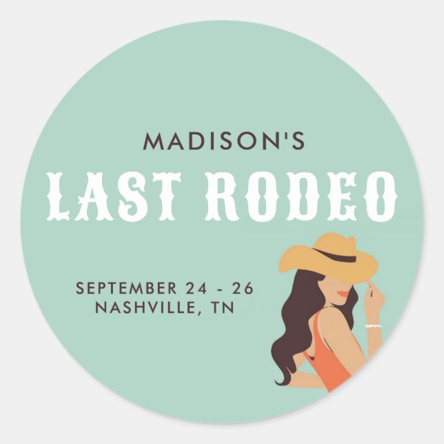 Pegatina Redonda Bachelor verde rosa rosa del último rodeo (Anverso)