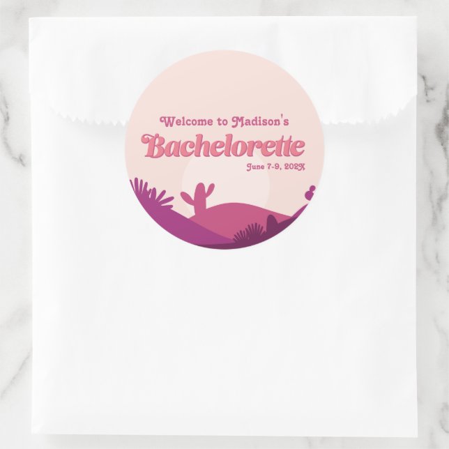 Pegatina Redonda Bachelorette Desert Sunset (Bolso)