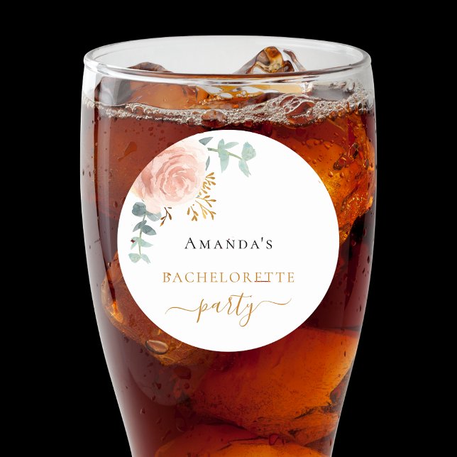 Pegatina Redonda Bachelorette party rosa oro floral eucalipto (Subido por el creador)