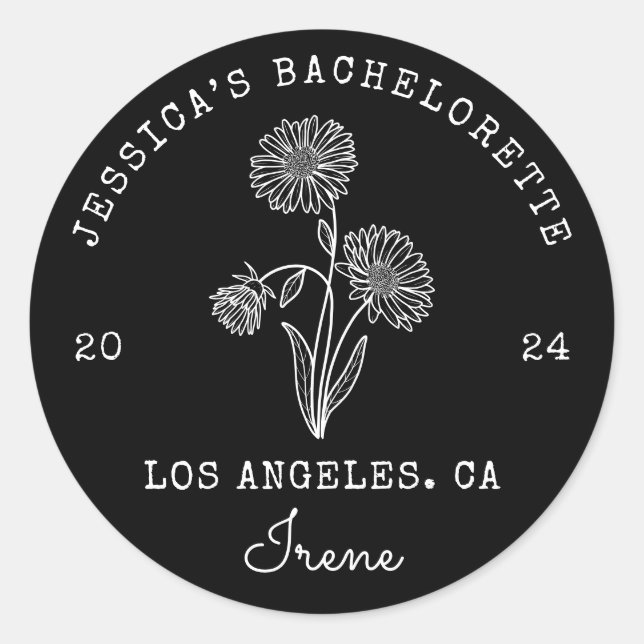 Pegatina Redonda Bachelorette Setiembre Aster Nacimiento Flor Mes (Anverso)