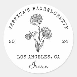 Pegatina Redonda Bachelorette Setiembre Aster Nacimiento Flor Mes