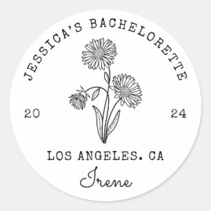 Pegatina Redonda Bachelorette Setiembre Aster Nacimiento Flor Mes