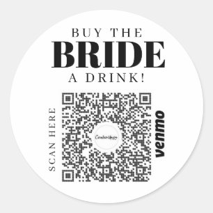 Pegatina Redonda Bachelorette Venmo Código QR Comprar A La Novia Un