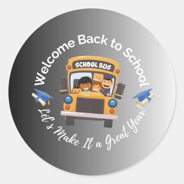 Pegatina Redonda Back to School – Chalkboard Style (Anverso)