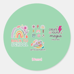 Pegatina Redonda Back to School Rainbow / Regreso Arcoíris Escolar