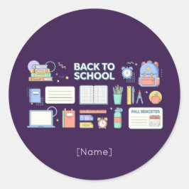 Pegatina Redonda Back to School Supplies / Regreso Útiles Escolares