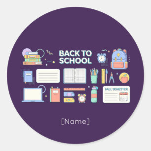 Pegatina Redonda Back to School Supplies / Regreso Útiles Escolares