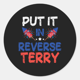 Pegatina Redonda Back Up Terry Lo Puso Al Contrario Gracioso 4 De J