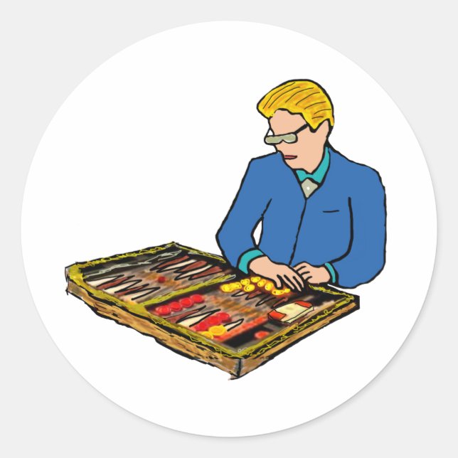 Pegatina Redonda Backgammon (Anverso)