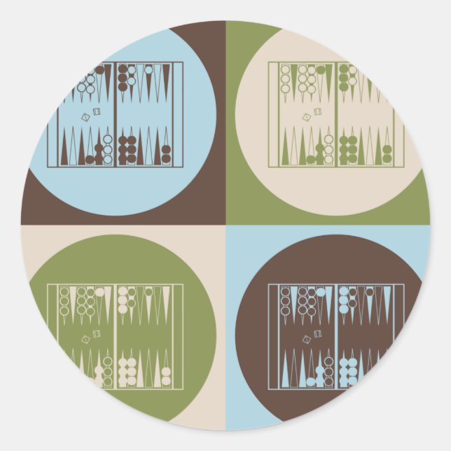 Pegatina Redonda Backgammon de arte pop (Anverso)