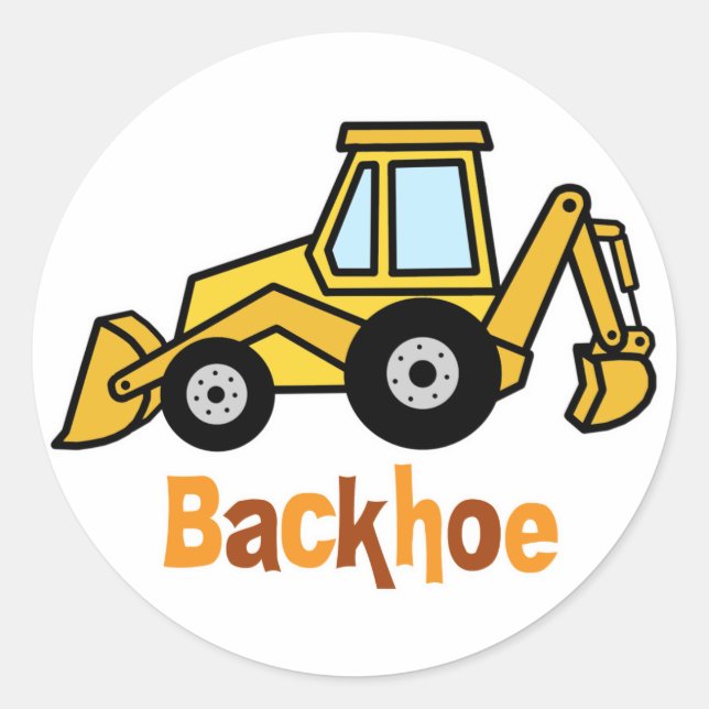 Pegatina Redonda Backhoe (Anverso)