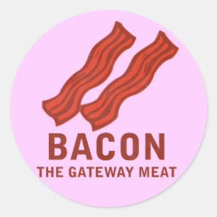 Pegatina Redonda Bacon, La Carne De Puerta De Entrada