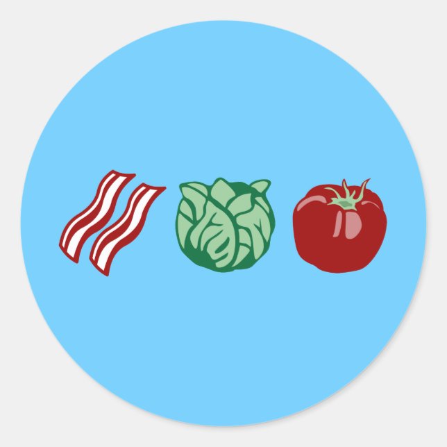 Pegatina Redonda Bacon Lettuce & Tomate - ¡El BLT! (Anverso)