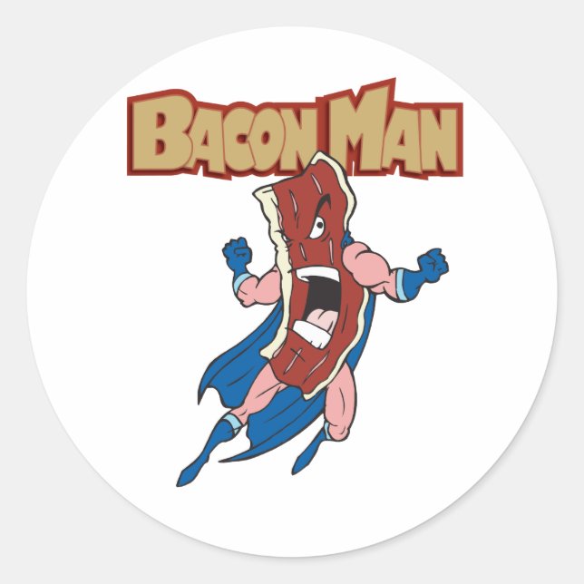 Pegatina Redonda Bacon Man (Anverso)