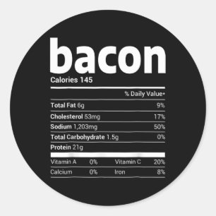 Pegatina Redonda Bacon Nutrition Facts Family Mating Navidades Co