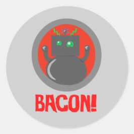 Pegatina Redonda Bacon Robot