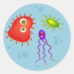 Pegatina Redonda Bacteria