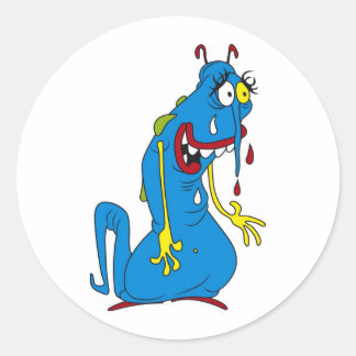 Pegatina Redonda Bacteria azul