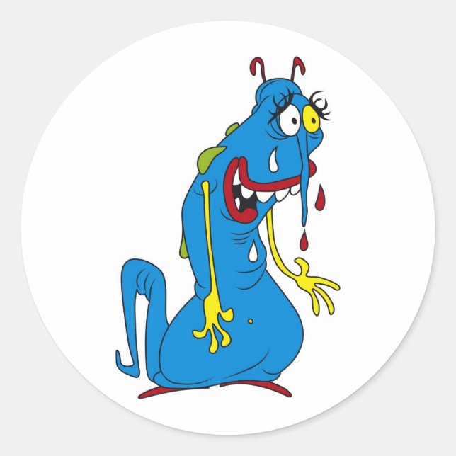 Pegatina Redonda Bacteria azul (Anverso)