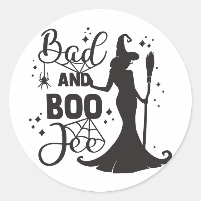 Pegatina Redonda Bad and Boo Jee Halloween (Anverso)