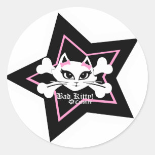 Pegatina Redonda Bad Kitty Stickerz
