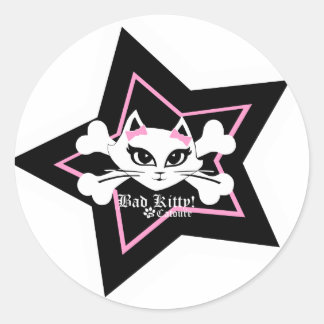 Pegatina Redonda Bad Kitty Stickerz