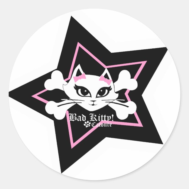Pegatina Redonda Bad Kitty Stickerz (Anverso)
