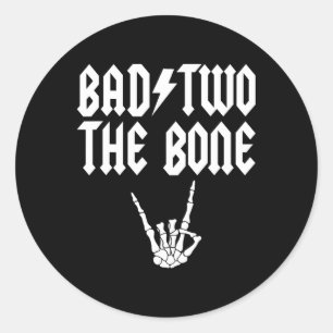 Pegatina Redonda Bad Two The Bone Skeleton Hand Family segundo cump
