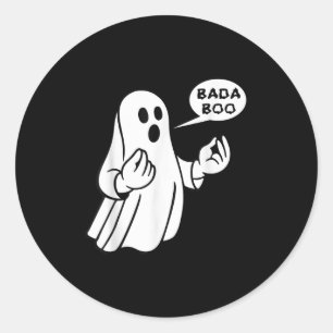 Pegatina Redonda Bada Boo Fantasma Italiano Camiseta Divertida de H