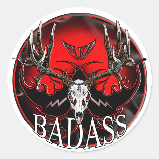 Pegatina Redonda Badass (Anverso)