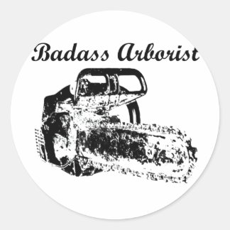 Pegatina Redonda Badass Arborist - Chainsaw