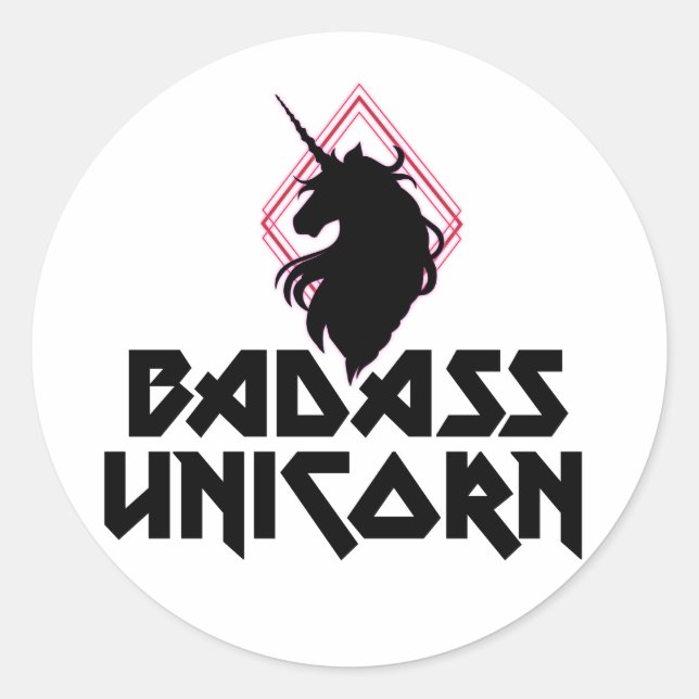 Pegatina Redonda Badass Unicorn (Anverso)