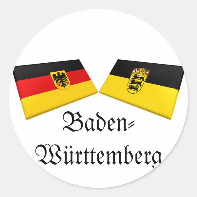 Pegatina Redonda Baden-Wuerttemberg, baldosas de bandera de Alemani (Anverso)