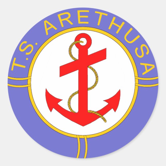 Pegatina Redonda Badge de TS Arethusa (Anverso)