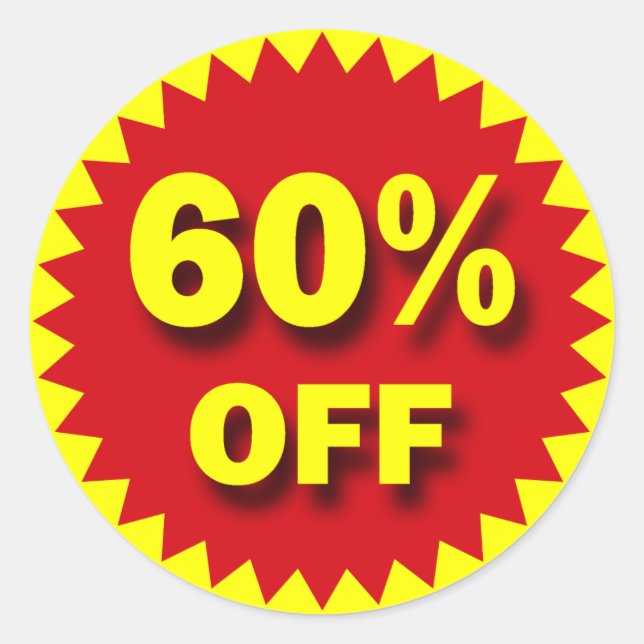 PEGATINA REDONDA BADGE DE VENTA AL POR MENOR - 60% DE DESPEGADO (Anverso)