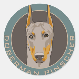 Pegatina Redonda Badge Doberman, Fawn