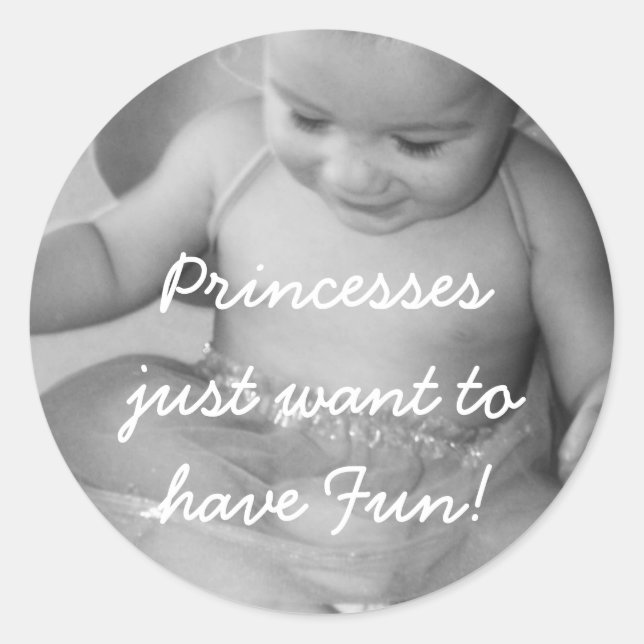 Pegatina Redonda badge- Princessessjust quiere tener diversión! (Anverso)