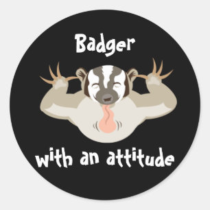 Pegatina Redonda Badger_Badger que acosa con una actitud