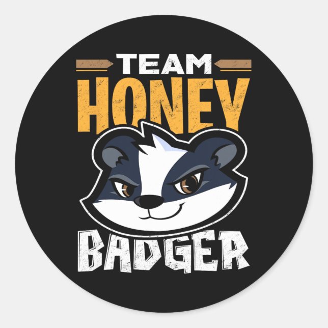Pegatina Redonda Badger de miel del equipo - Regalo de amante de lo (Anverso)