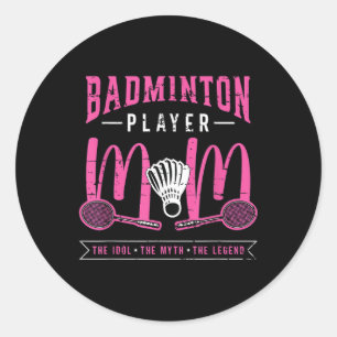 Pegatina Redonda Badmin. del jugador de bádminton, el administrador