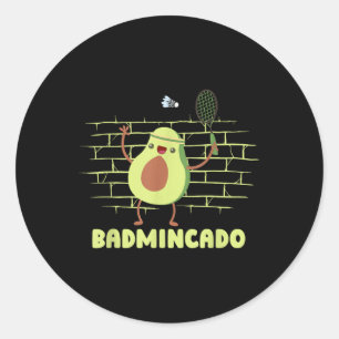 Pegatina Redonda Badmincado - Partido de juego divertido con raquet