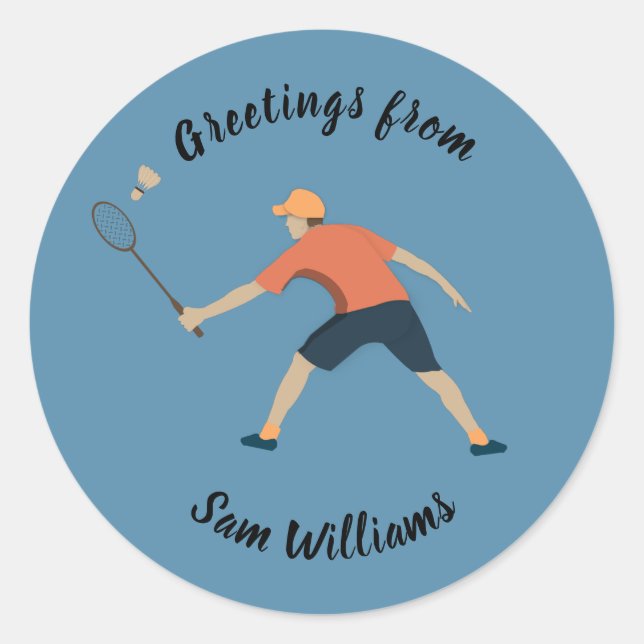 Pegatina Redonda Badminton (Anverso)