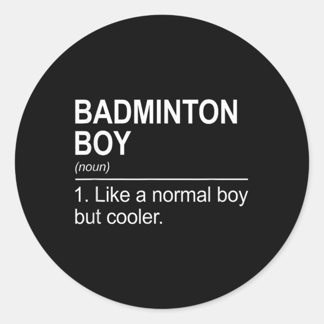 Pegatina Redonda Badminton Boy Noun Definition Shuttle Badminton Pl (Anverso)