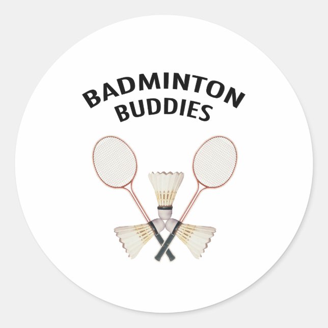 Pegatina Redonda Badminton Buddies (Anverso)