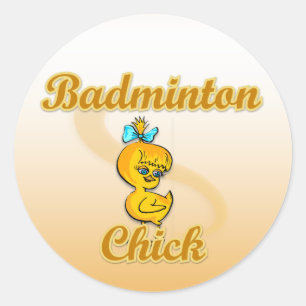 Pegatina Redonda Badminton Chick