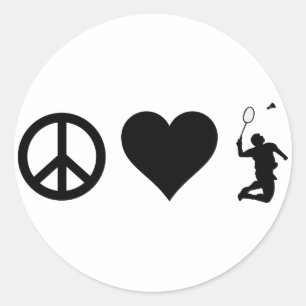 Pegatina Redonda Bádminton del amor de la paz