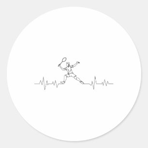 Pegatina Redonda Badminton Heartbeat Shuttle Niños Jóvenes